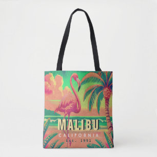 Bolsa Tote Malibu California Retro Flamingo Souvenirs 1950