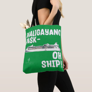 Bolsa Tote Maligayang Pask-OH SHIP! Chrs Verde/Prateado. Cruz