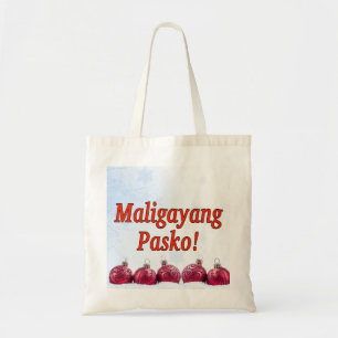 Bolsa Tote Maligayang Pasko! Feliz Natal no Tagalog rf
