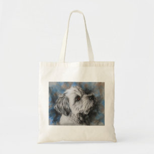 Bolsa Tote Maltês branco/Shih Tzu fluffy dog
