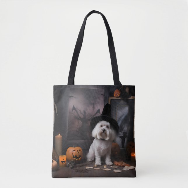 Bolsa Tote Maltês Pumpkins Halloween Scary (Frente)