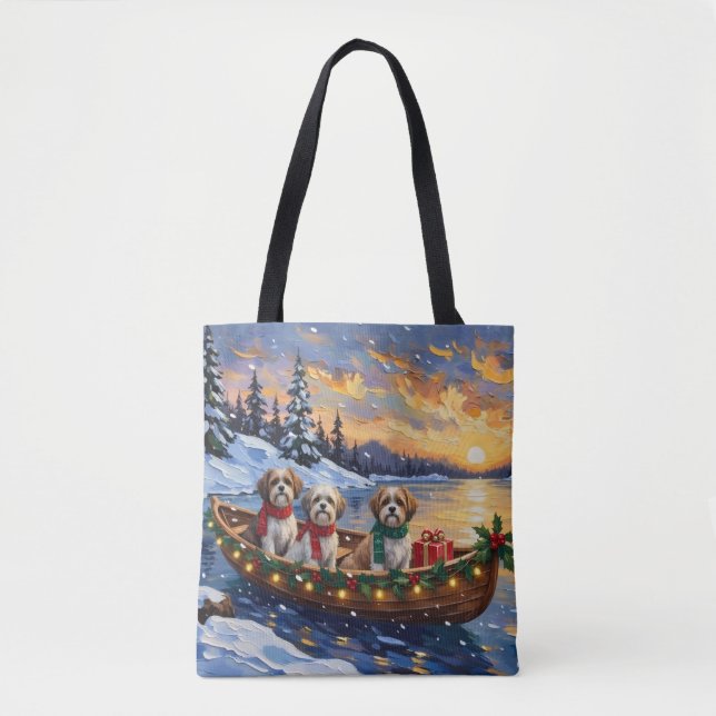 Bolsa Tote Malti Tzu Christmas Boat Holiday (Frente)