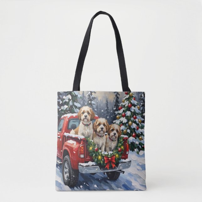 Bolsa Tote Malti-Tzu Christmas Red Truck Holiday (Frente)