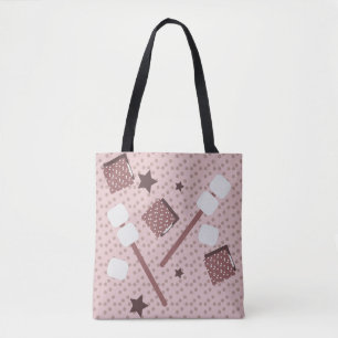 Bolsa Tote Malvaviscos Biscoitos Smores Acampamento Fogo Cor-