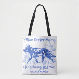 Bolsa Tote Mama azul Aguarela Azul Adição de Heeler um nome