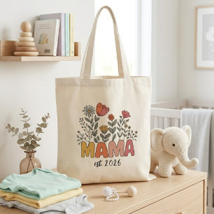 Bolsa Tote Mama Botânica Ano Retro Letreiro Floral