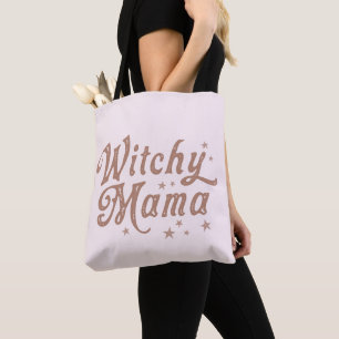 Bolsa Tote Mama Bruxa Estrelas Douradas Halloween
