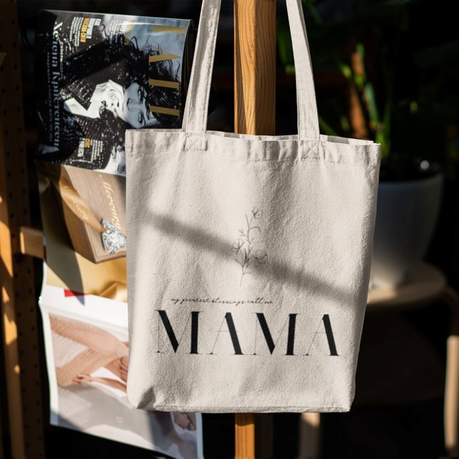Bolsa Tote Mama | Chic Boho Letreiro & Floral (Criador carregado)
