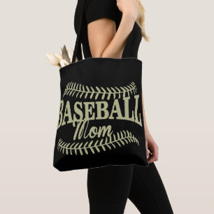 Bolsa Tote Mamã Dourado do basebol no preto