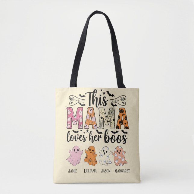 Bolsa Tote Mama Loves Her Boos Spooky Personalized Halloween (Frente)