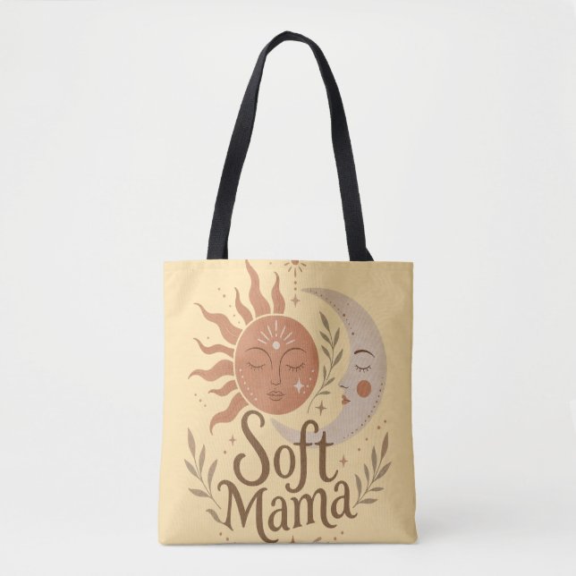 Bolsa Tote Mama Macia Sol Celestial e Lua Design Boho  (Frente)