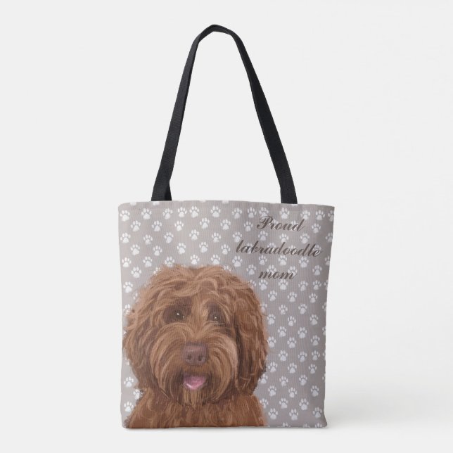 Bolsa Tote Mamã orgulhosa <3 de Labradoodle (Verso)