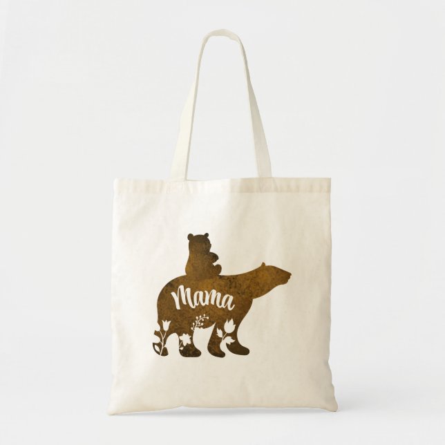 Bolsa Tote Mama Urso com 1 Cub nas costas da mamãe (Frente)