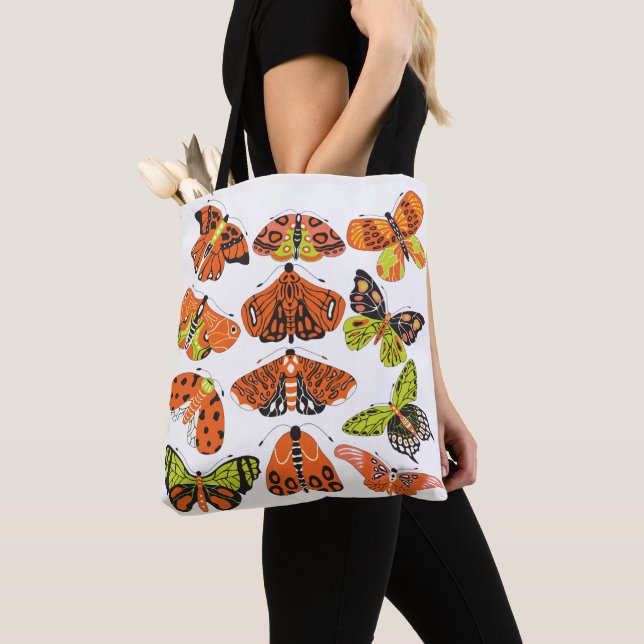 Bolsa Tote Mama Verde Laranja e Borboleta (Close Up)