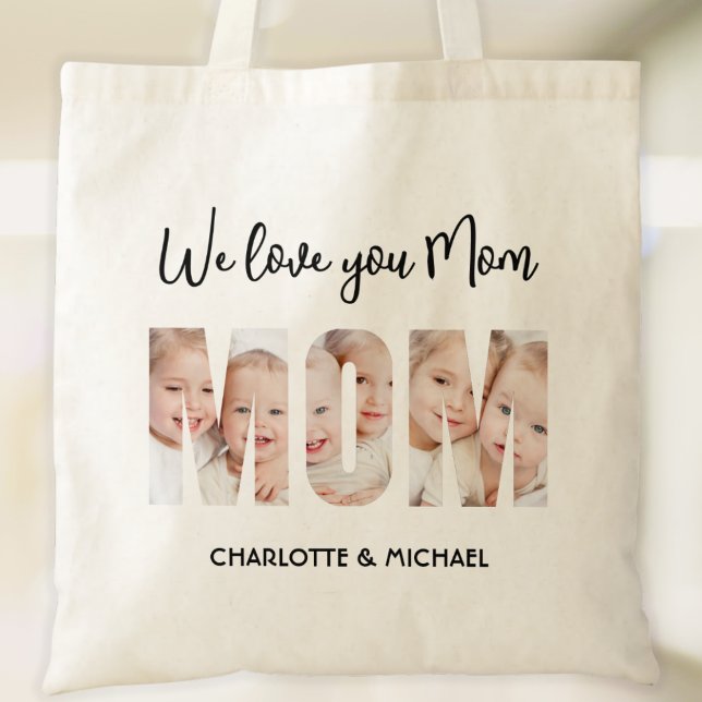 Bolsa Tote Mamãe 3 Fotos Letras Recortadas (Criador carregado)