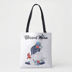 Bolsa Tote Mamãe Abençoada com Botas/Chapéu de Cowboy & Flore