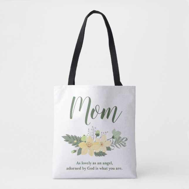Bolsa Tote Mamãe Beauty Floral Citação (Frente)