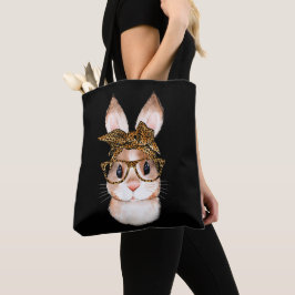 Bolsa Tote Mamãe Coelhinha da Páscoa Fofa Leopardo da Páscoa 