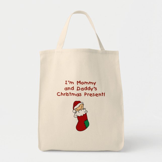 Bolsa Tote Mamãe e Pai presente de Natal (Frente)