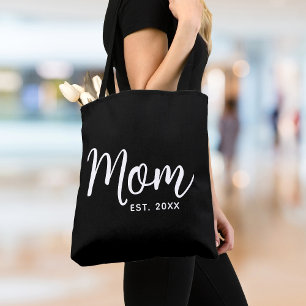 Bolsa Tote Mamãe Estabeleceu Data White Script Novo Presente 