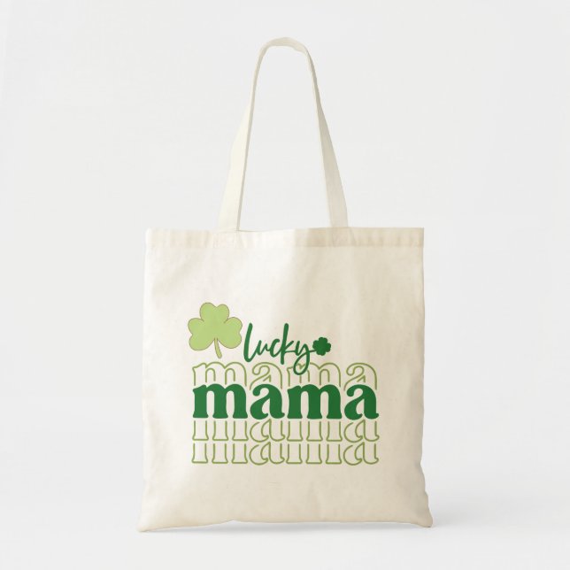 Bolsa Tote mamãe sortuda, Rua Leprechaun. Dia de Patrick (Frente)
