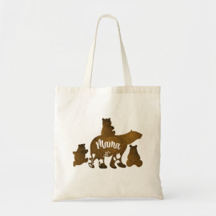 Bolsa Tote Mamãe Ursa Com 3 Filhotes De Urso Seguindo Mamãe