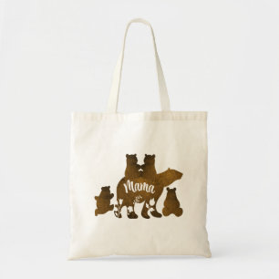 Bolsa Tote Mamãe Ursa com 4 Cubs Mãe de Quatro Crianças Prese