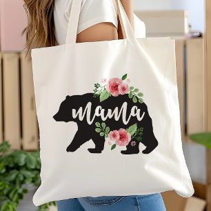 Bolsa Tote Mamãe Ursa Elegante Flores Russas Florais Mãe