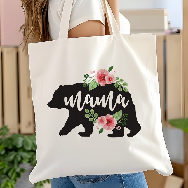 Bolsa Tote Mamãe Ursa Elegante Flores Russas Florais Mãe (Criador carregado)