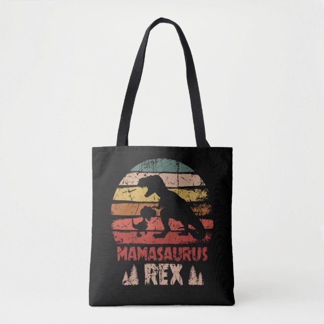 Bolsa Tote Mamasauro T rex Dinossauro Engraçado Mama Saurus (Frente)
