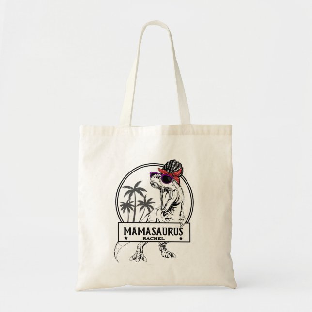 Bolsa Tote Mamasaurus Mãe T rex Dino Engraçado Nome Personali (Frente)