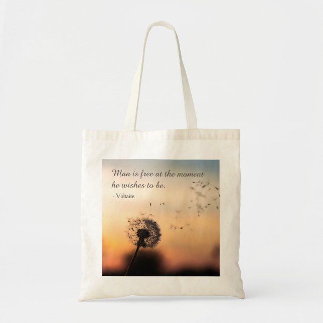 Bolsa Tote Man is Free Wish Voltaire Quote (Frente)