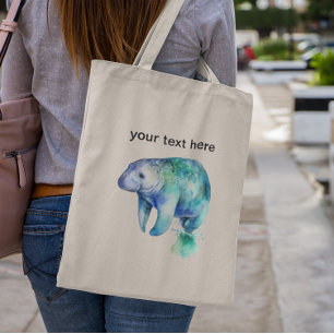 Bolsa Tote Manateado em azul e verde, personalizável