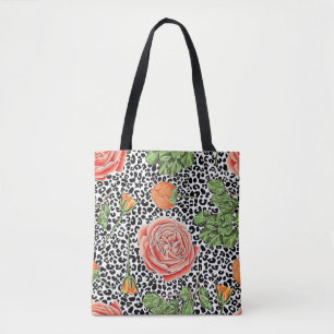 Bolsa Tote Manchas-leopardo Prato Floral Laranja
