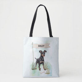Bolsa Tote Manchester Terrier Aquarela Cachorro Personalizado