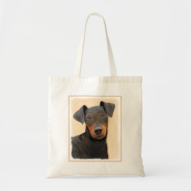 Bolsa Tote Manchester Terrier Pintura Original (Frente)