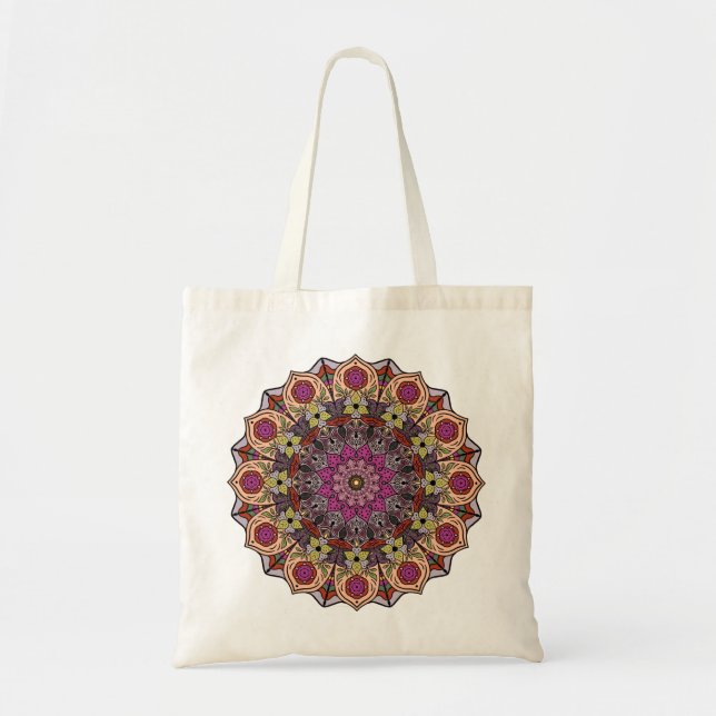 Bolsa Tote Mandala 12 Autumn Deixa Orange Mauve - (Frente)