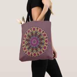 Bolsa Tote Mandala 12 Folhas de Outono Laranja Malva -