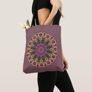 Bolsa Tote Mandala 12 Folhas de Outono Laranja Malva -