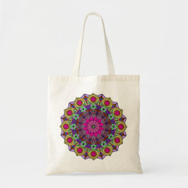 Bolsa Tote Mandala 12 Mostarda Flor Rosa -