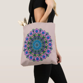 Bolsa Tote Mandala 12 Rosa cor-de-rosa cor-de-rosa em Creme -