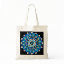 Mandalá Azul Boho Floral Geométrico Canvas