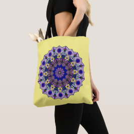 Bolsa Tote Mandala Blueberry 12 Blue Violet em amarelo -