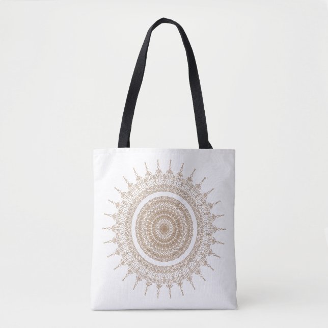 Bolsa Tote Mandala Bohemian White Boho (Frente)