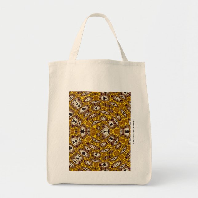 Bolsa Tote Mandala Boho Padrão Floral Dourado (Frente)
