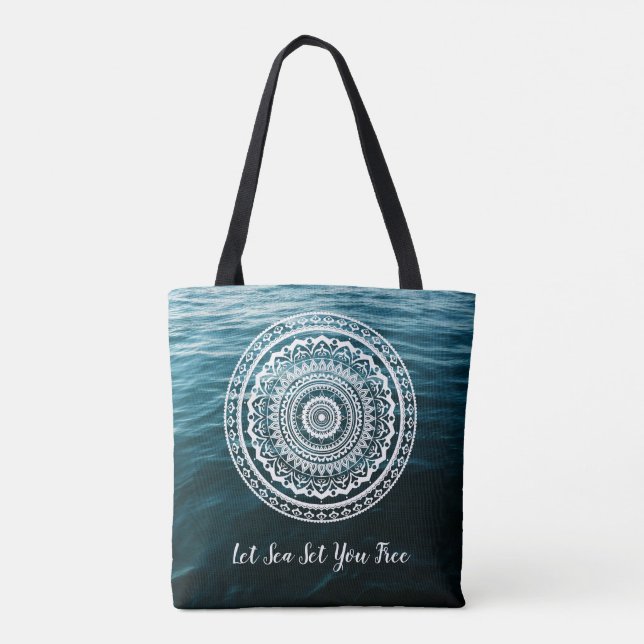 Bolsa Tote Mandala Branca Deixe o mar te libertar (Verso)