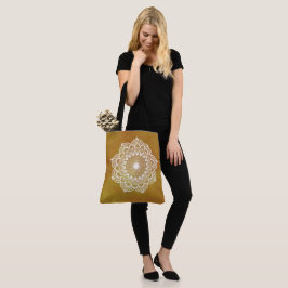 Bolsa Tote Mandala Branco em Fundo Dourado