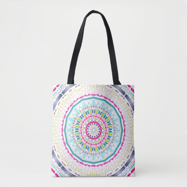 Bolsa Tote mandala colorida (Frente)