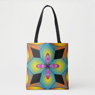 Bolsa Tote mandala colorido em estilo de azulejo
