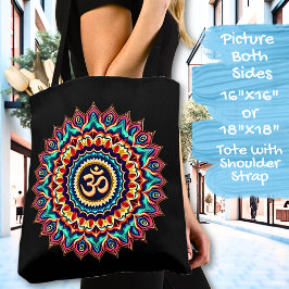 Bolsa Tote Mandala com símbolo OM em preto